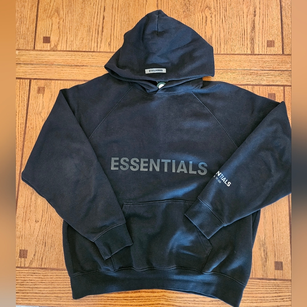 Essentials Fear of God Men's Oversized Off Black Hoodie Size M Streetwear